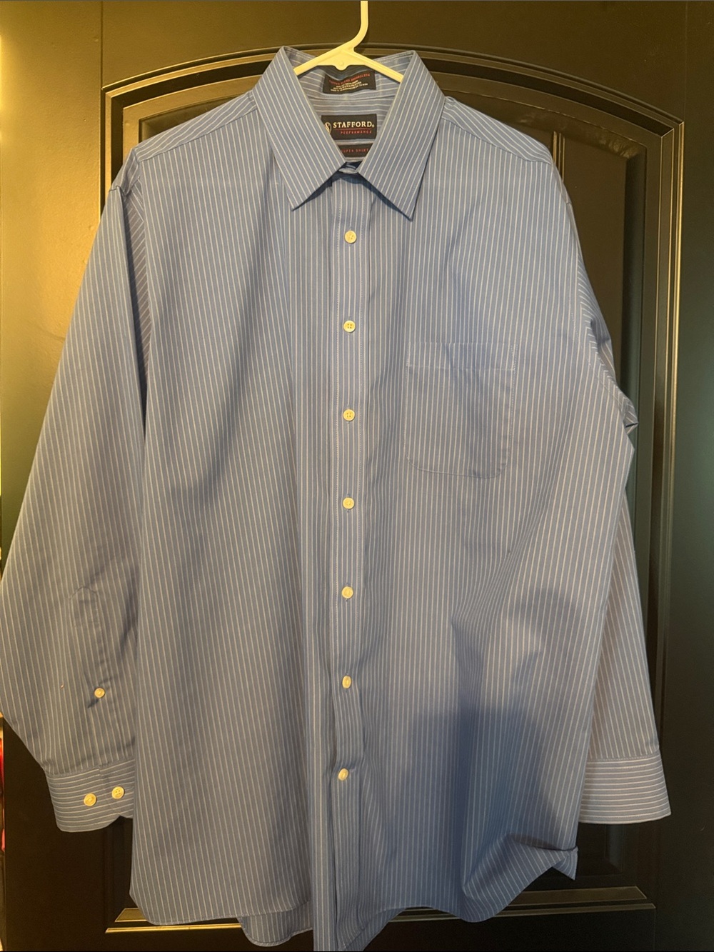Stafford Blue and White Stripe Men's Dress Shirt